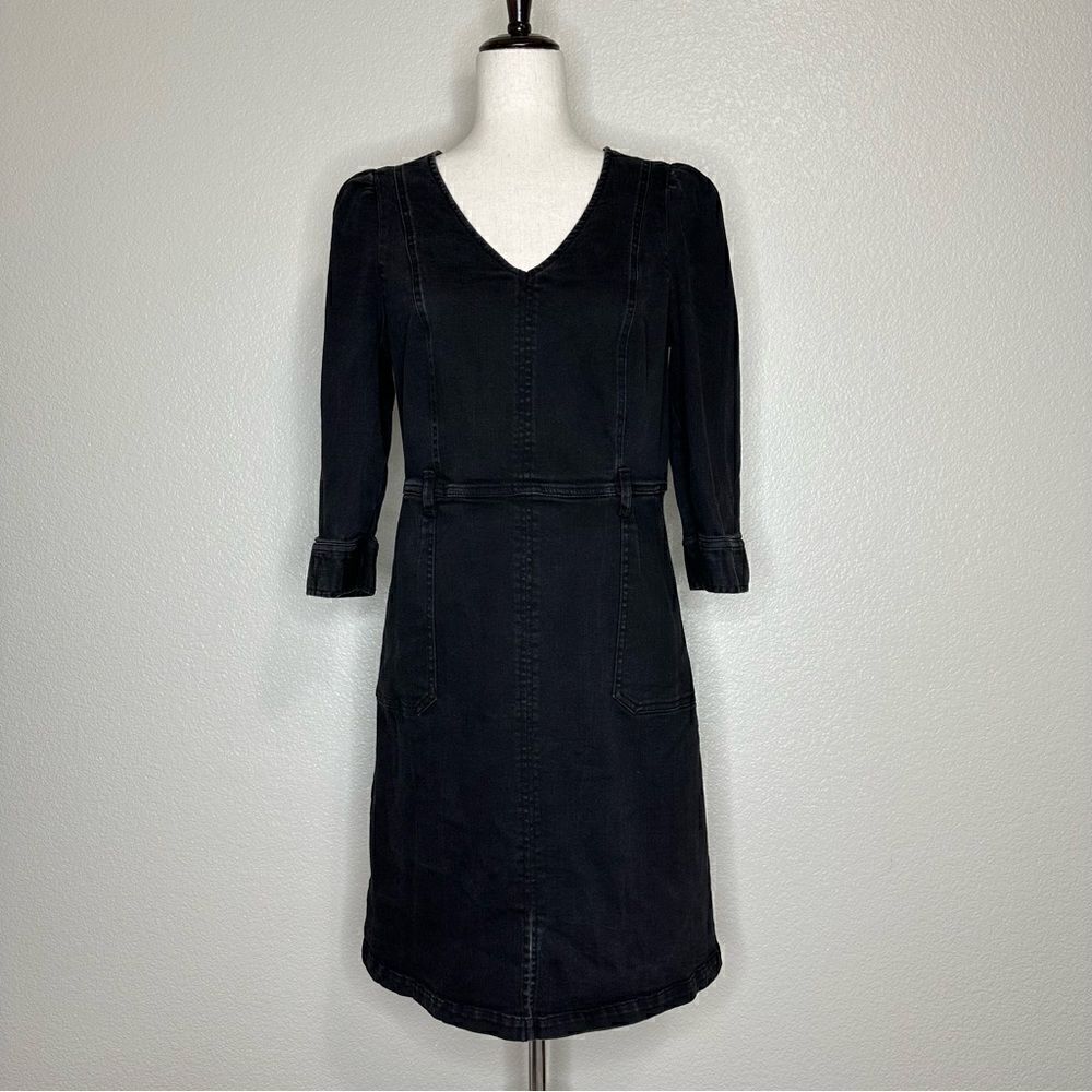 Liz Claiborne Black Denim 3/4 Sleeves Midi Dress